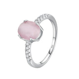 Anel Solitário Anna Com Opala Rosa