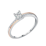 Anel Solitário em Prata Duo Com Zircônias