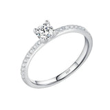 Anel Solitário em Prata Liana Com Moissanites