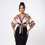 Cropped Manga Japonesa Estampado Tucano