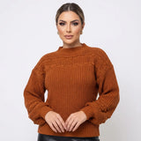 Suéter Feminino em Tricô com Manga Bufante Eliz