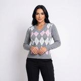 Suéter Feminino em Tricô Xadrez Andrey