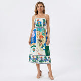 Vestido Midi Estampado Grego