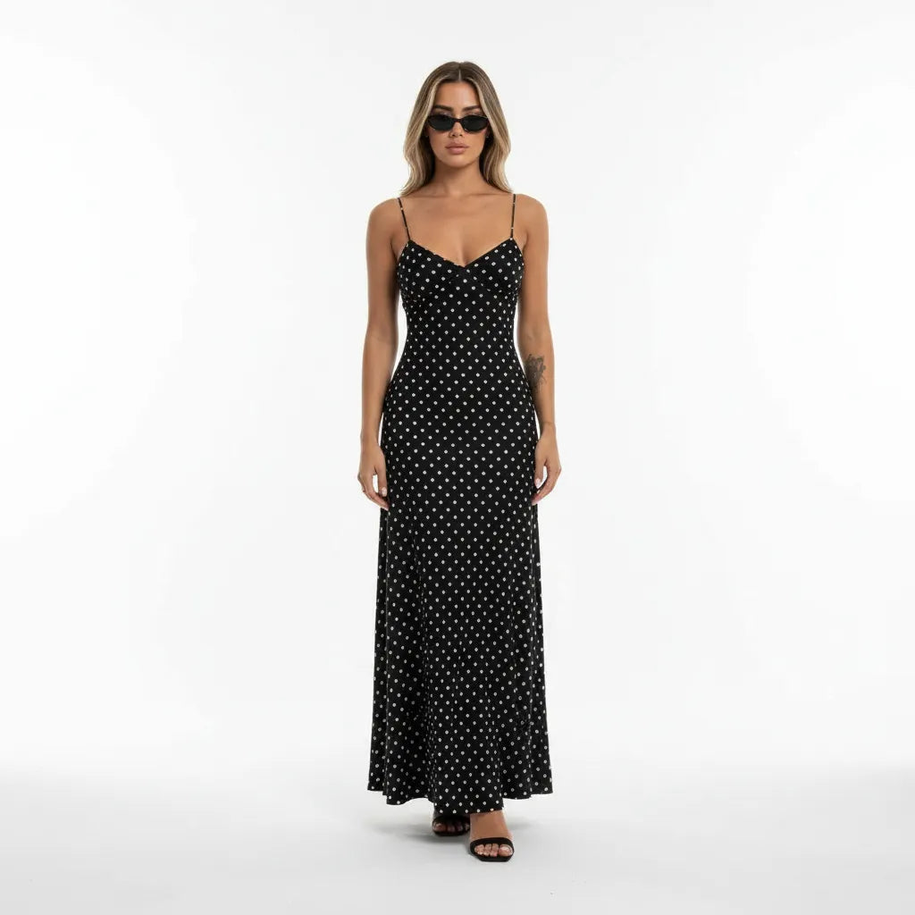 Vestido Longo Poá Martine