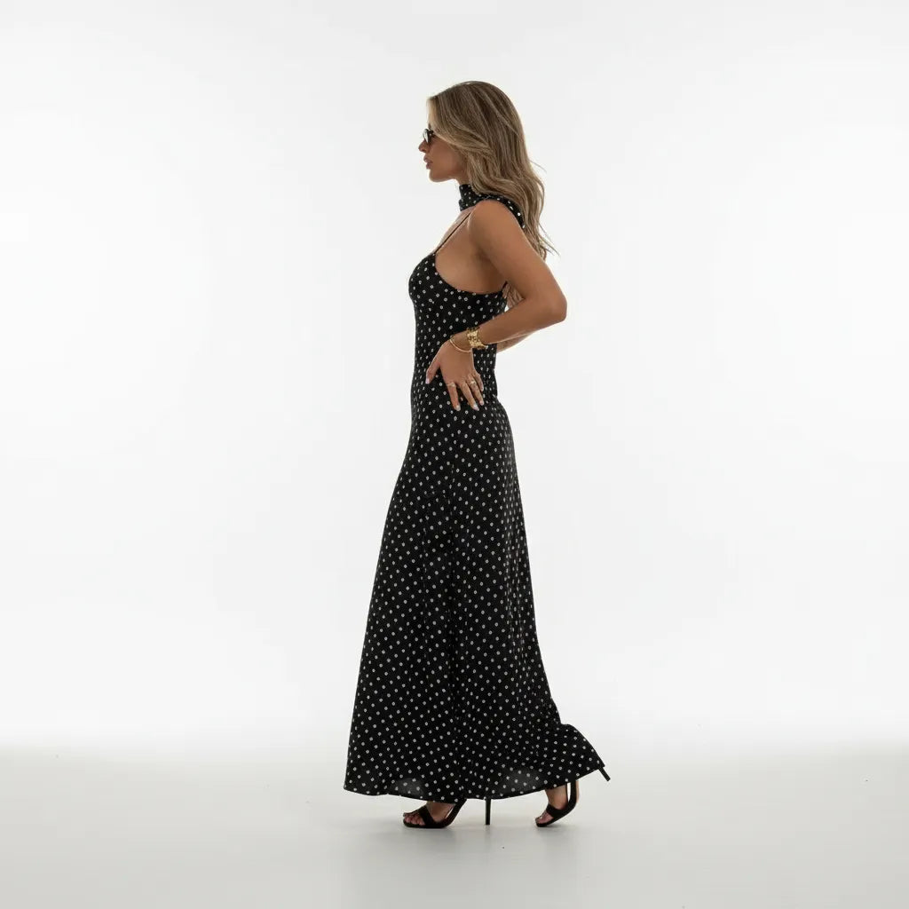 Vestido Longo Poá Martine