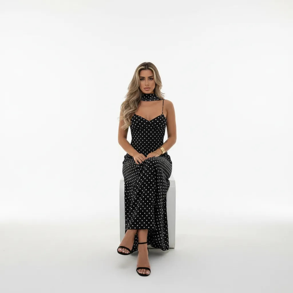 Vestido Longo Poá Martine