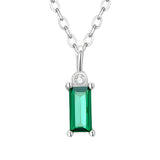 Colar de Prata Fine Com Zircônia Verde