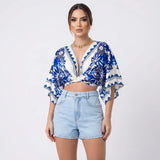 Cropped Manga Japonesa Estampado Rainny