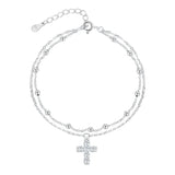Pulseira de Prata Cruz Com Zircônias