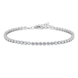 Pulseira de Prata Garnet Com Zircônia Incolor