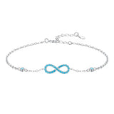 Pulseira de Prata Infinity Com Turquesa
