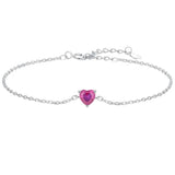 Pulseira de Prata Romantic Com Zircônia Rosa