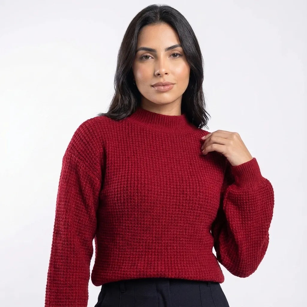 sueter-feminino-em-trico-com-manga-bufante-cereja-frente-perto