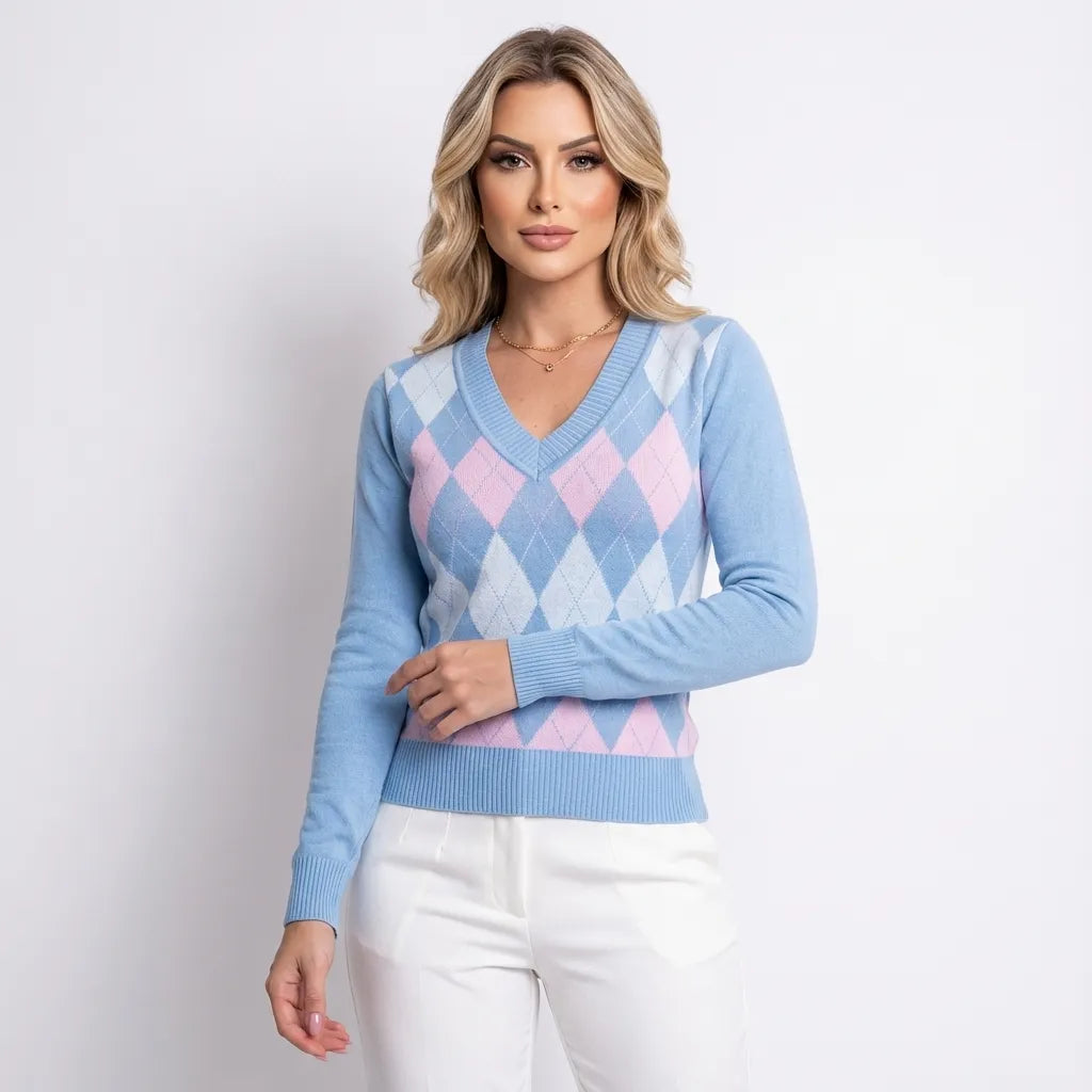 sueter-feminino-em-trico-xadrez-matiel-frente