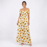 Vestido Longo Florido Girassol